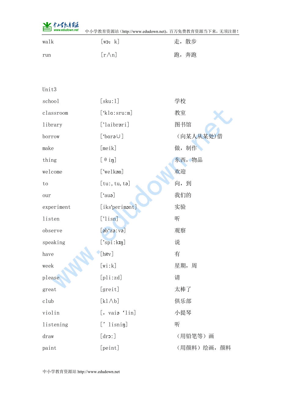 人教新版英语五年级下册 英语单词及音标解释_第3页