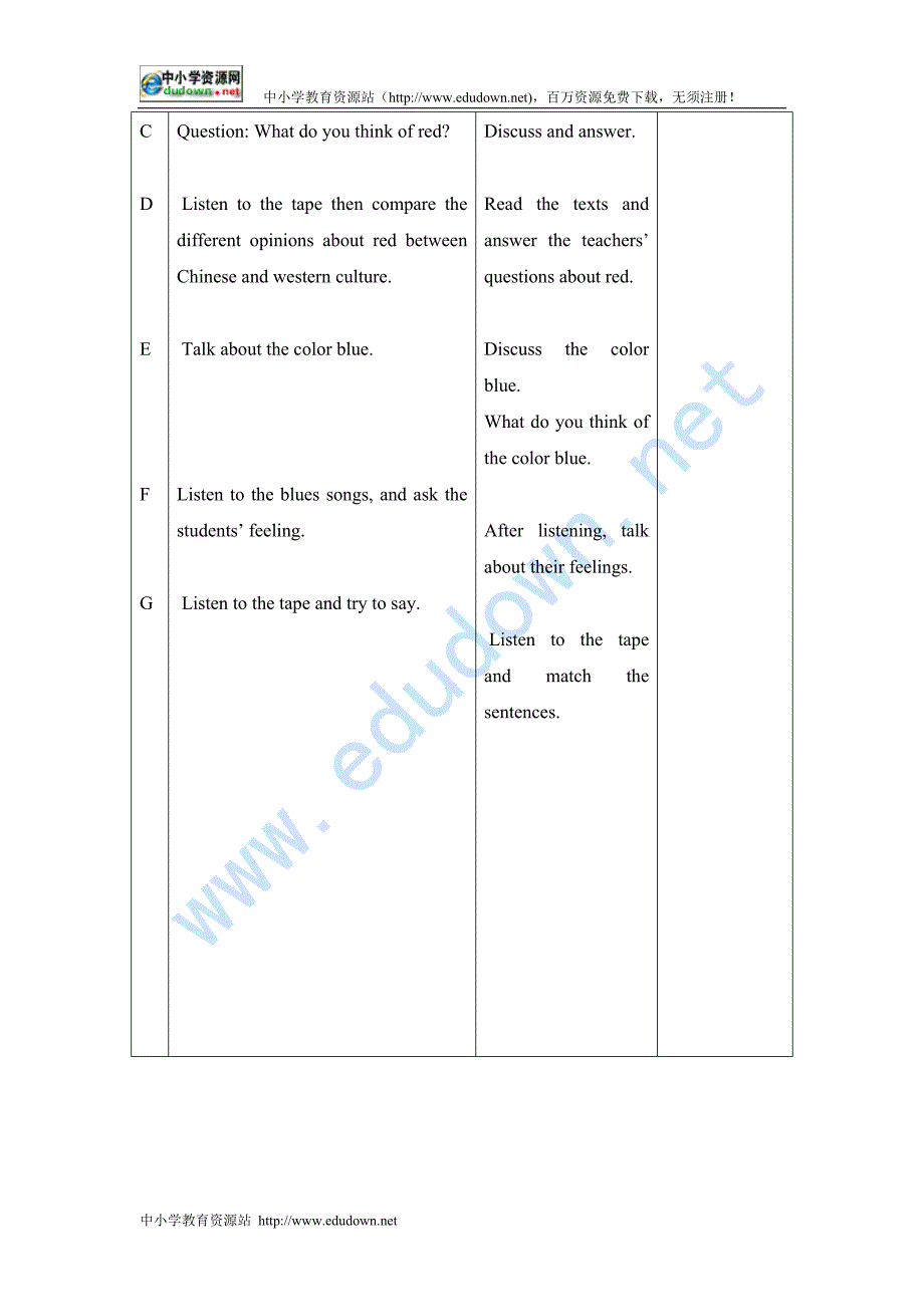 人教新起点英语六年级上册《Unit 5 feelings》（Lesson 27-28）教案_第4页