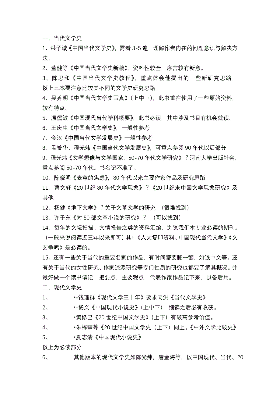 现当代文学博士参考书目_第1页