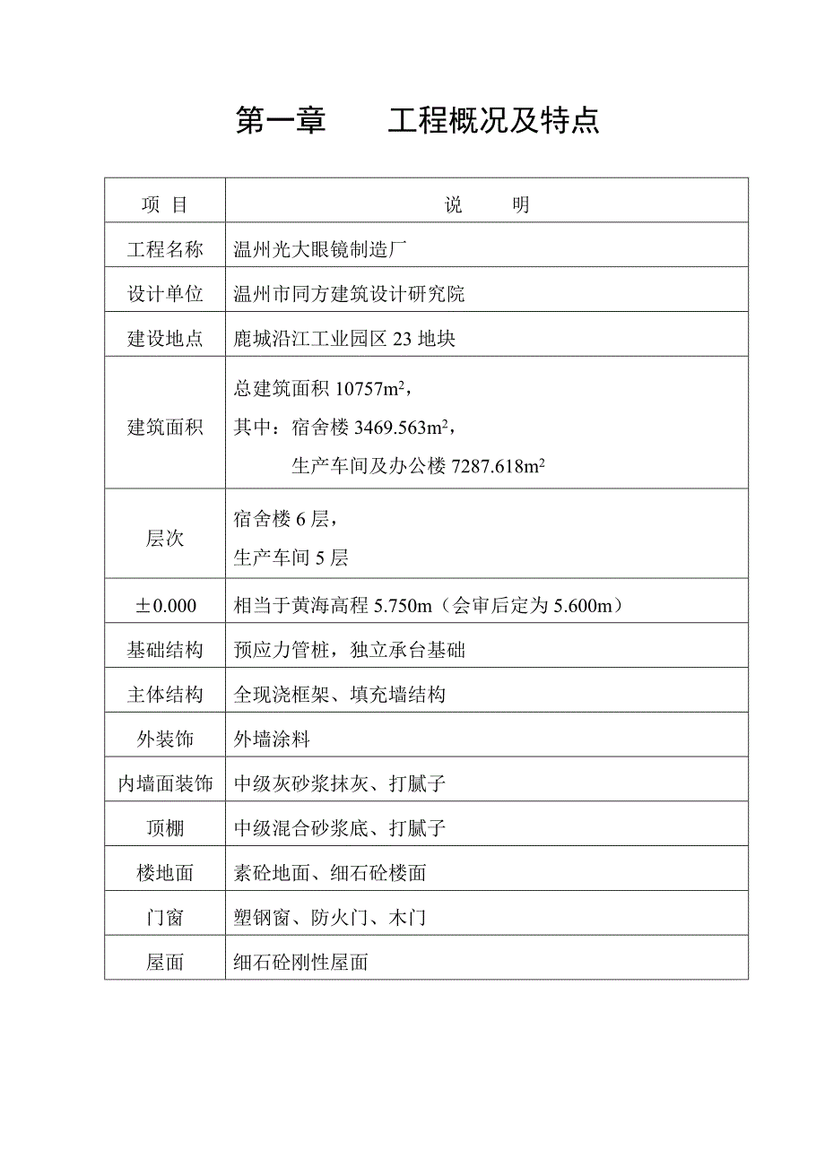 光大眼镜厂厂房、办公、宿舍楼工程施工组织设计温州市鹿城振华建筑安装工程有限公司_第3页