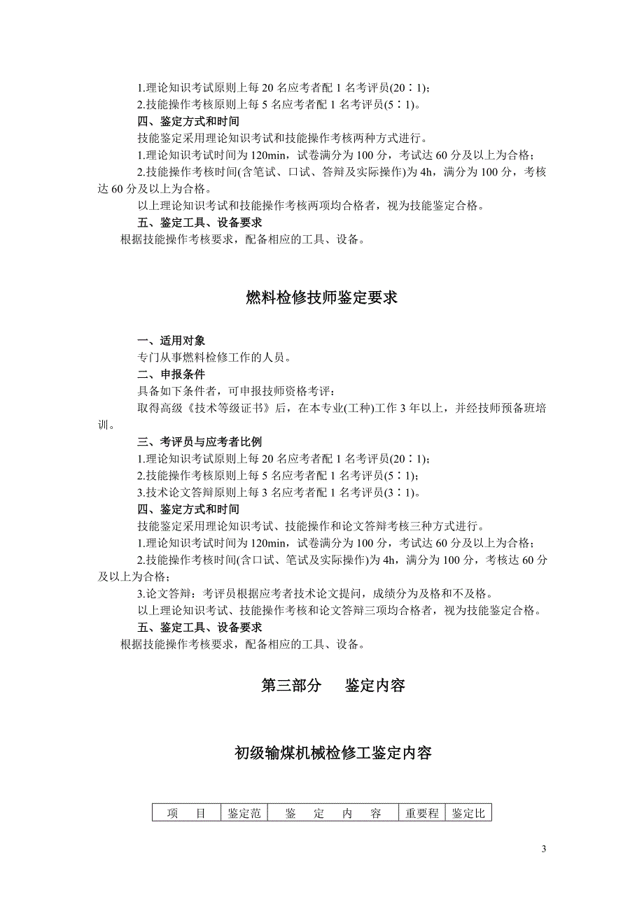 中华人民共和国职业技能鉴定规范·输煤机械检修工_第3页