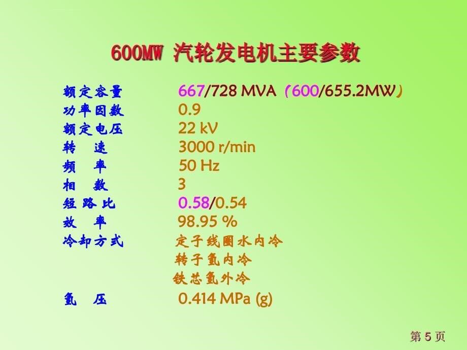 三段式600mw汽轮发电机技术培训－参数及结构篇ppt培训课件_第5页