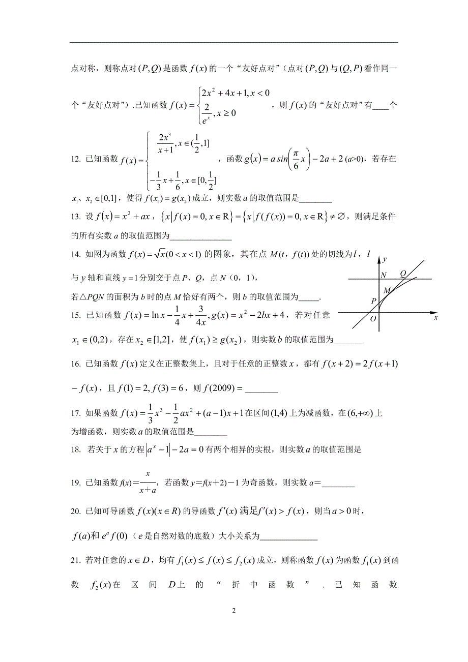 精选压轴填空题------函数(一)_第2页