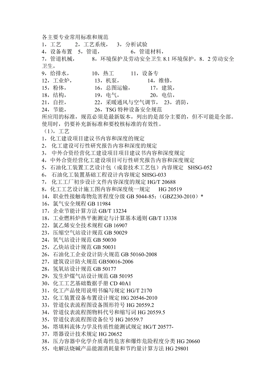 各专业常用标准和规范_第1页