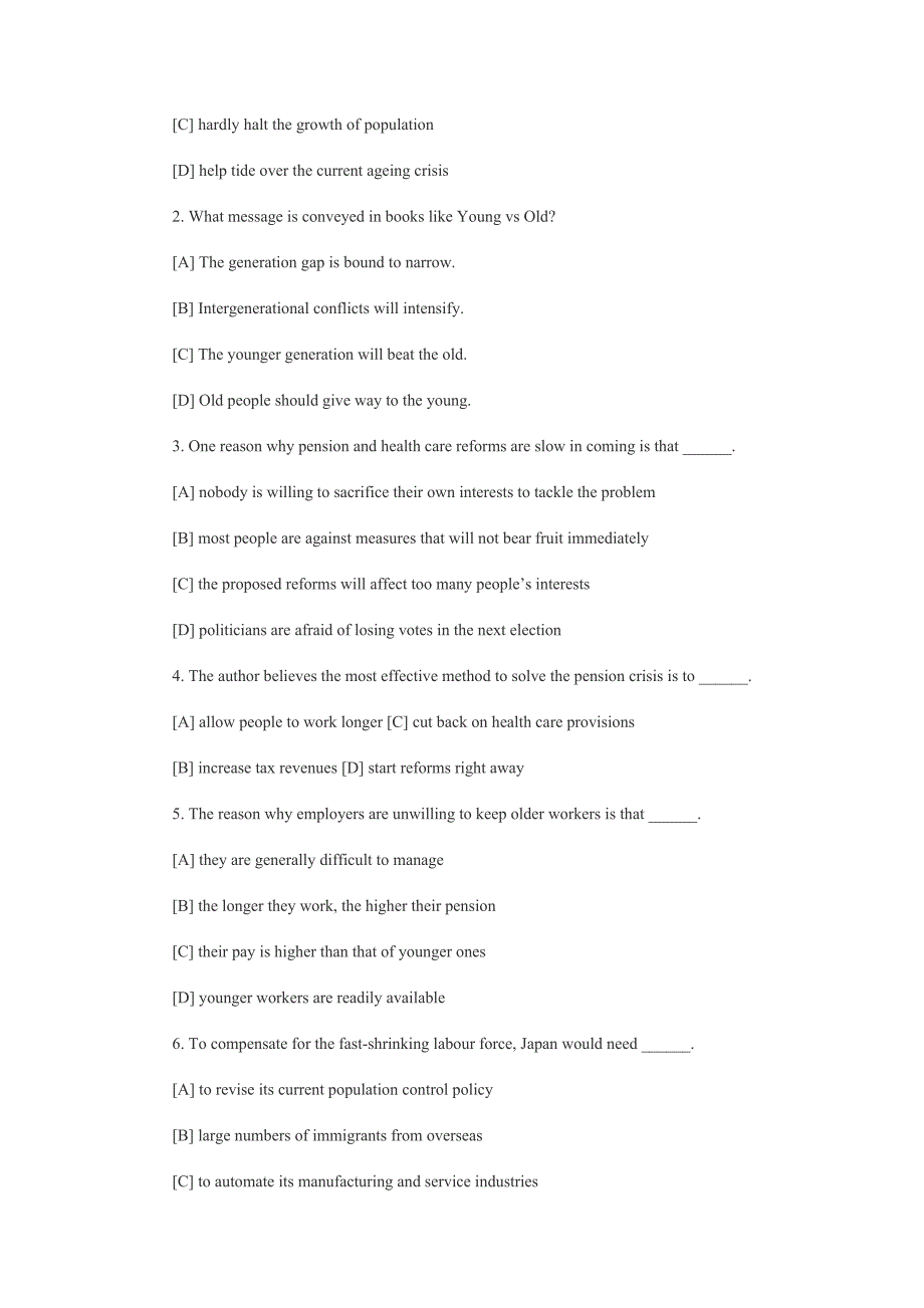 12月大学英语六级真题word网络版_第4页