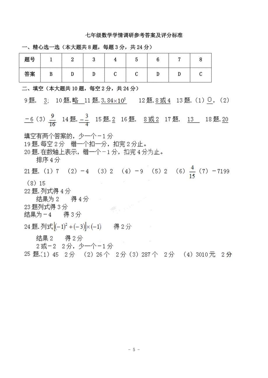 初一数学国庆假期试卷二_第5页