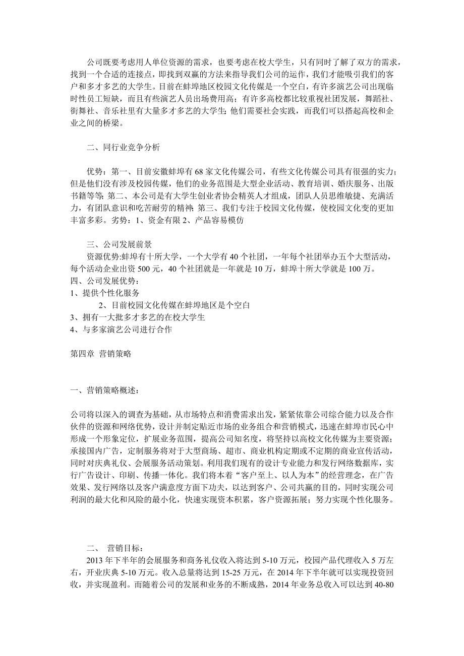 安徽省新视点文化传媒有限公司创业计划书_第5页