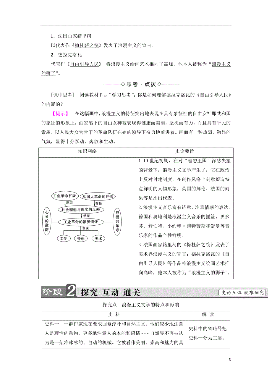 2017-2018学年度高中历史 专题8 19世纪以来的文学艺术 1 工业革 命时代的浪漫情怀教师用书 人民版必修3_第3页