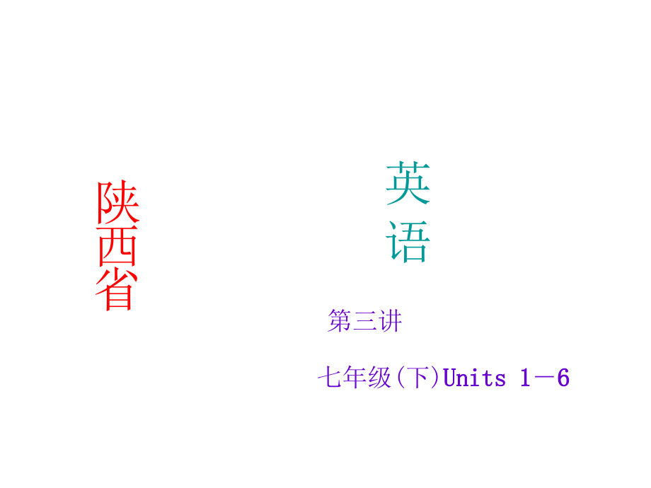 【聚焦中考】2015年中考英语(人教版·陕西)考点精讲课件：第3讲+七年级(下)Units+1-6_第1页