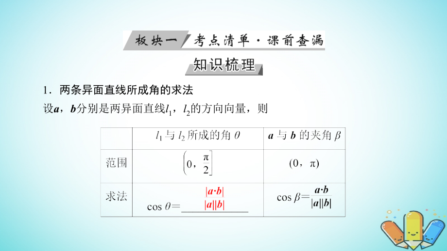 高考数学一轮复习第七章立体几何第45讲立体几何中的向量方法二求空间角和距离课件_第4页