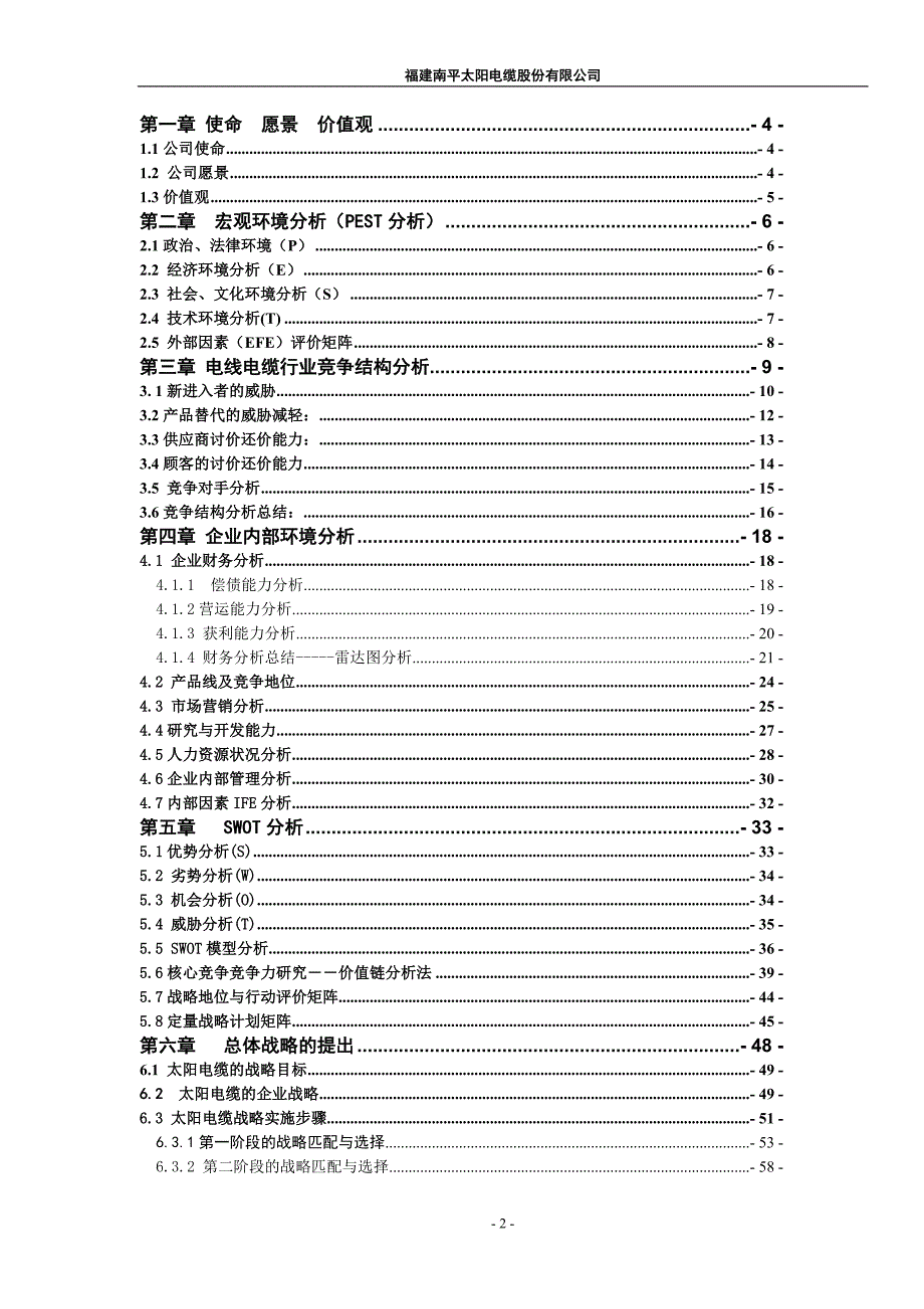福建南平太阳电缆股份有限公司战略规划2007年8月_第2页