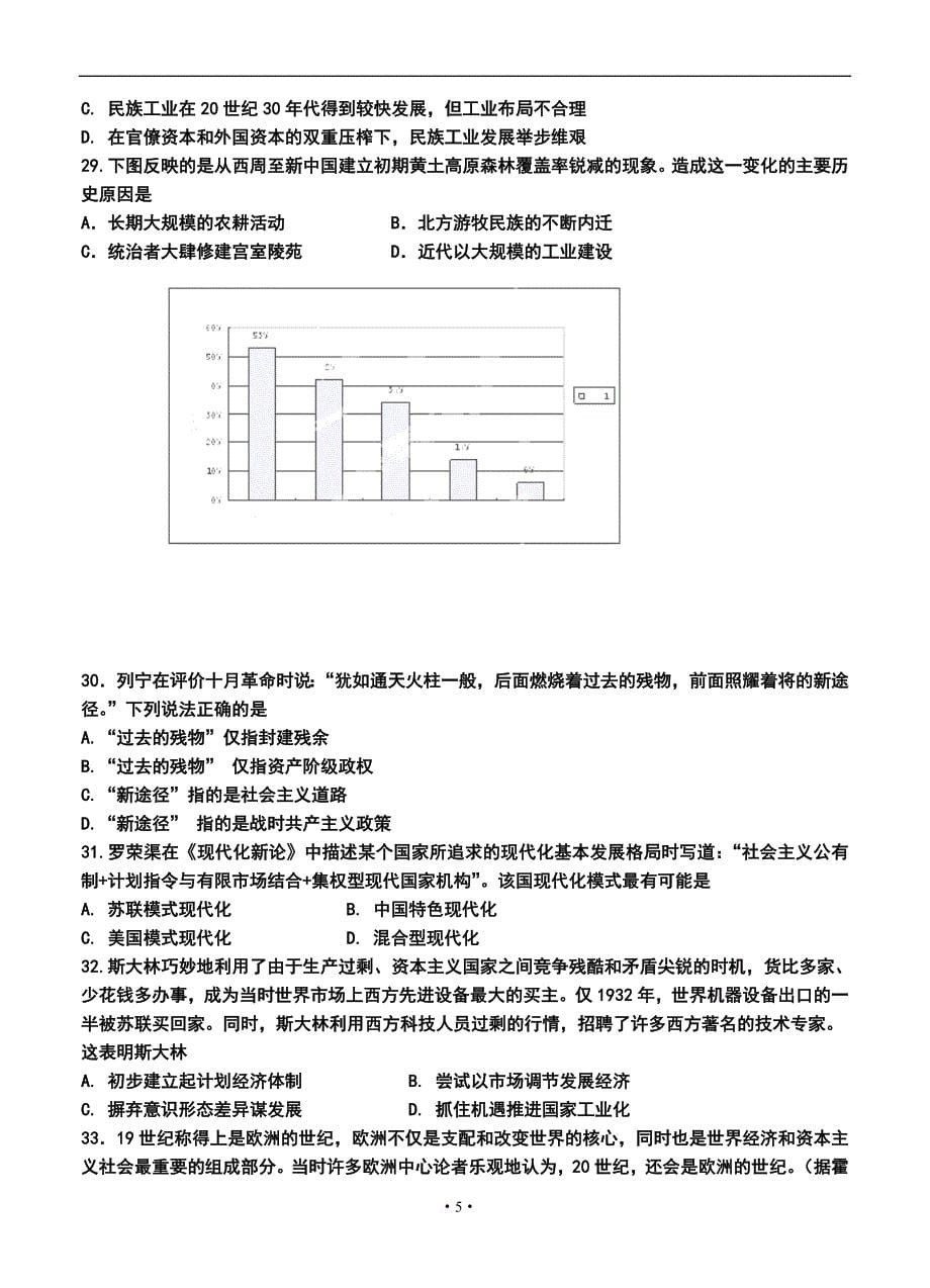 2017届新民市第一高级中学高三第三次模拟考试历史试题及答案_第5页