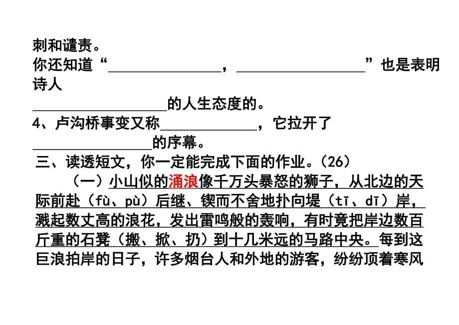 苏教版国标本六年级下册语文第一二元试卷 (1)_第5页