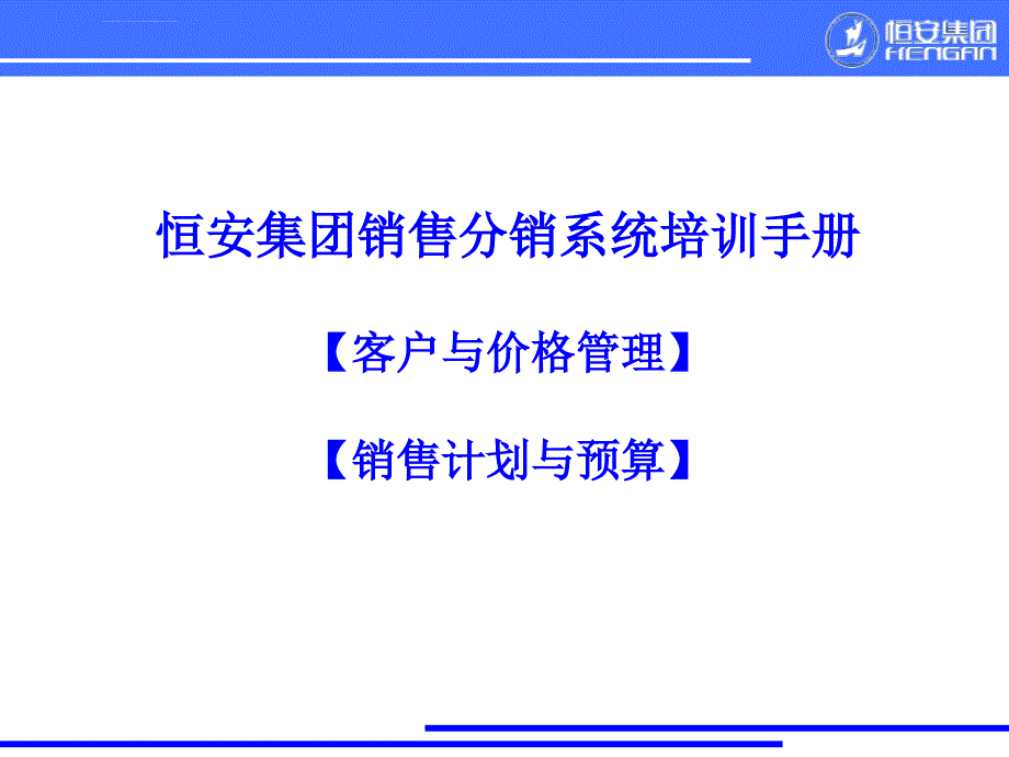 恒安集团分销系统ppt培训课件_第1页