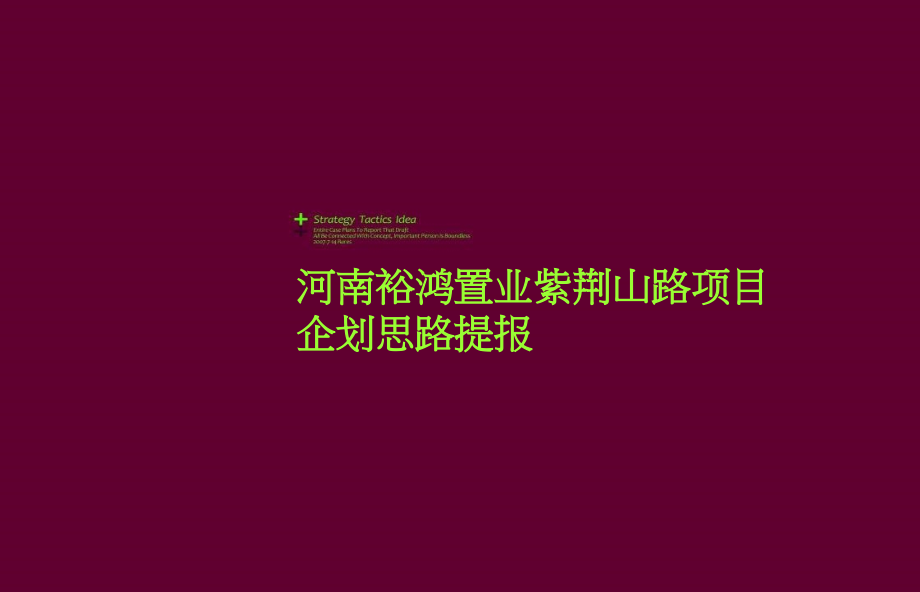 河南裕鸿置业郑州紫荆山路项目企划思路提报ppt培训课件_第1页