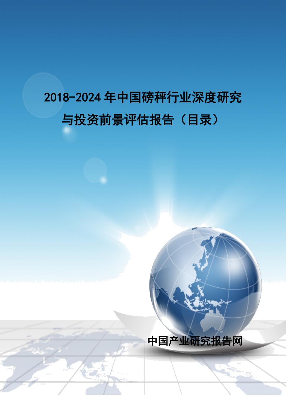 20182024年中国磅秤行业深度研究与投资前景评估报告(目录)_第1页