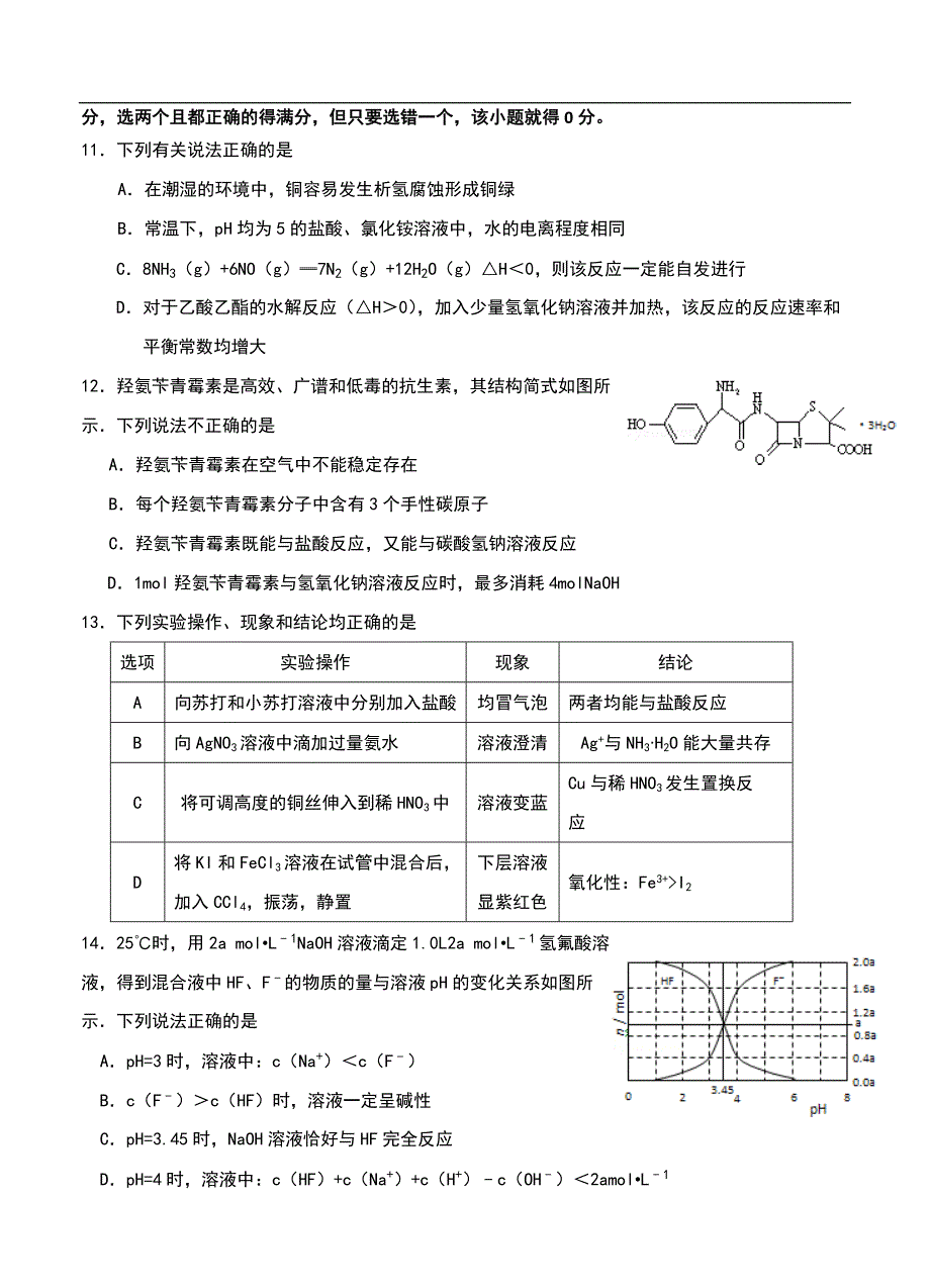 （高三化学试卷）-1411-江苏省东台市三仓中学高三5月月考（模拟）化学试题_第3页