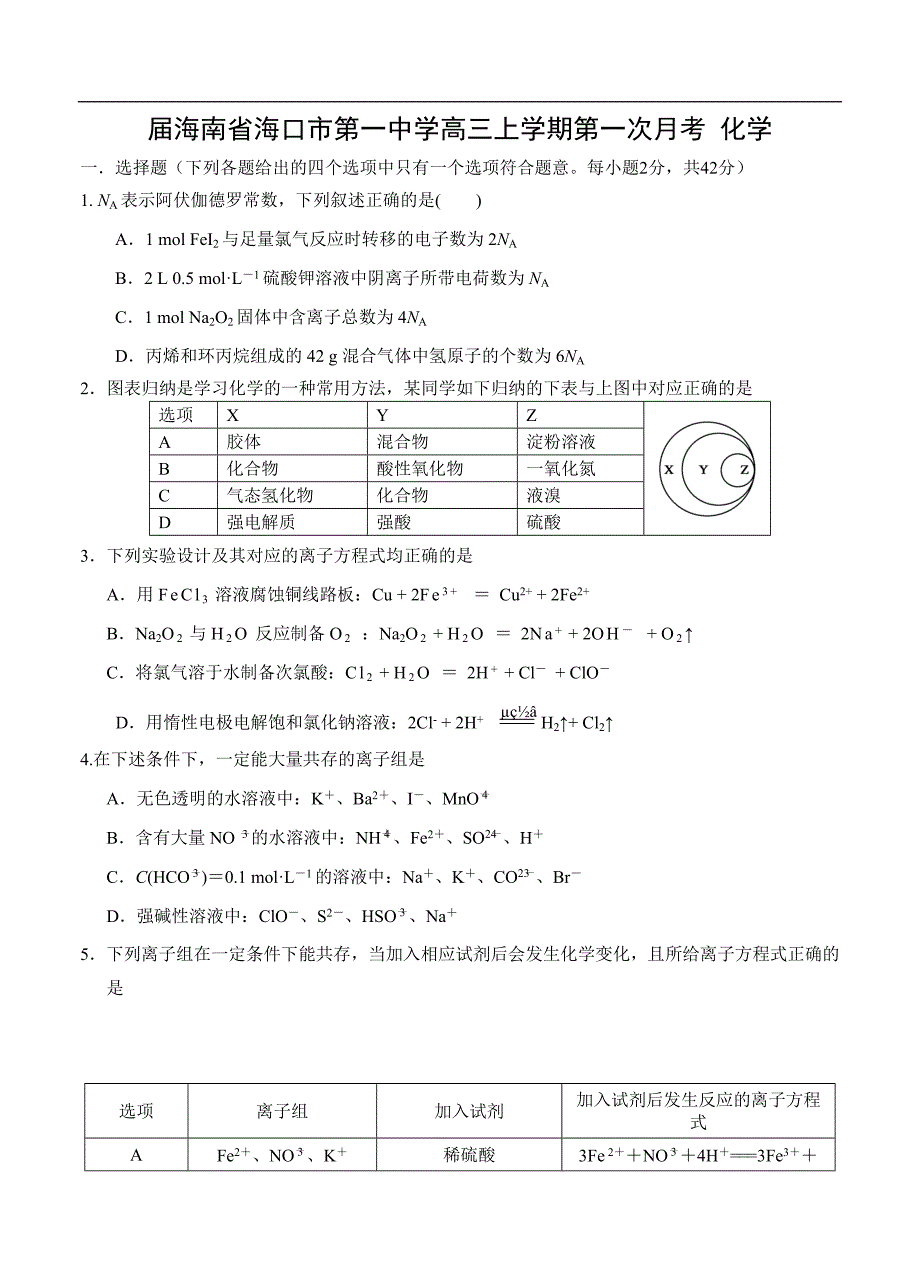 （高三化学试卷）-751-海南省高三上学期第一次月考 化学_第1页