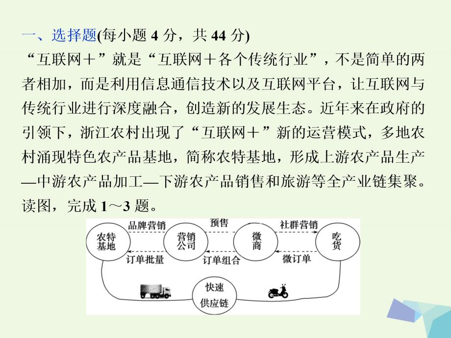 2018届高考地理大一轮复习 第十五章 区域经济发展 第30讲 区域农业发展——以我国东北地区为例（知能训练达标检测）课件_第1页