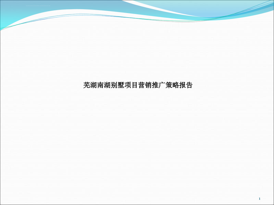 芜湖南湖别墅项目营销推广策略报告ppt培训课件_第1页