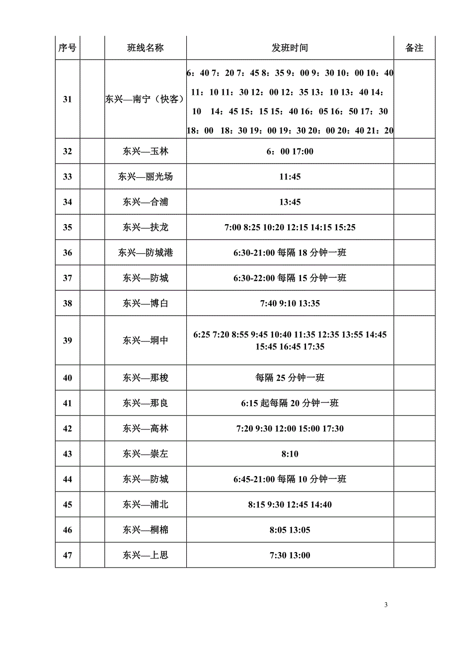 东兴汽车客运站客车发班班次_第3页