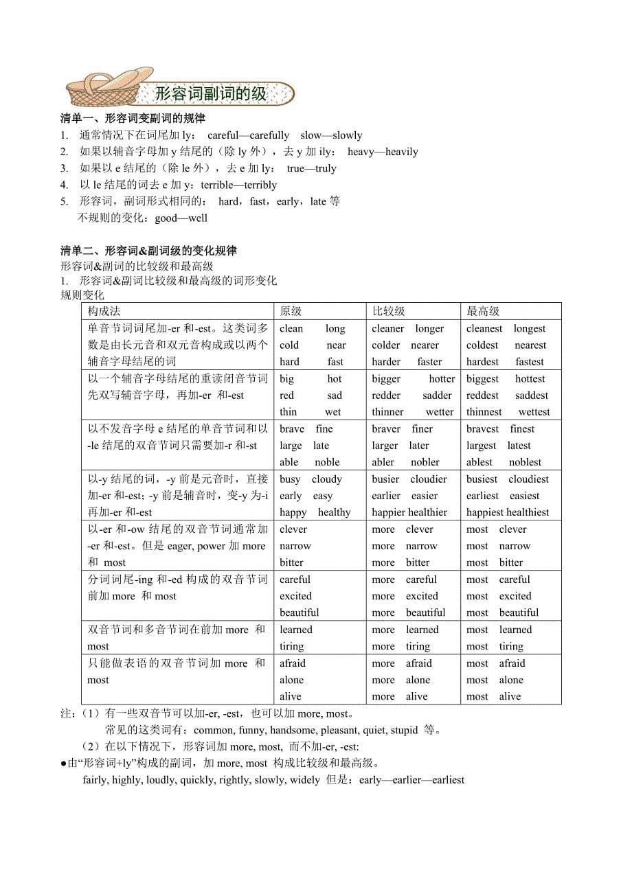 新初三暑假语法讲义——第四讲 形容词 副词_第5页