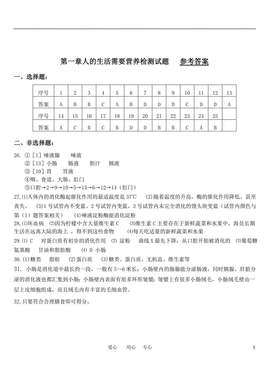 七年级生物下册_第三单元复习题_第5页