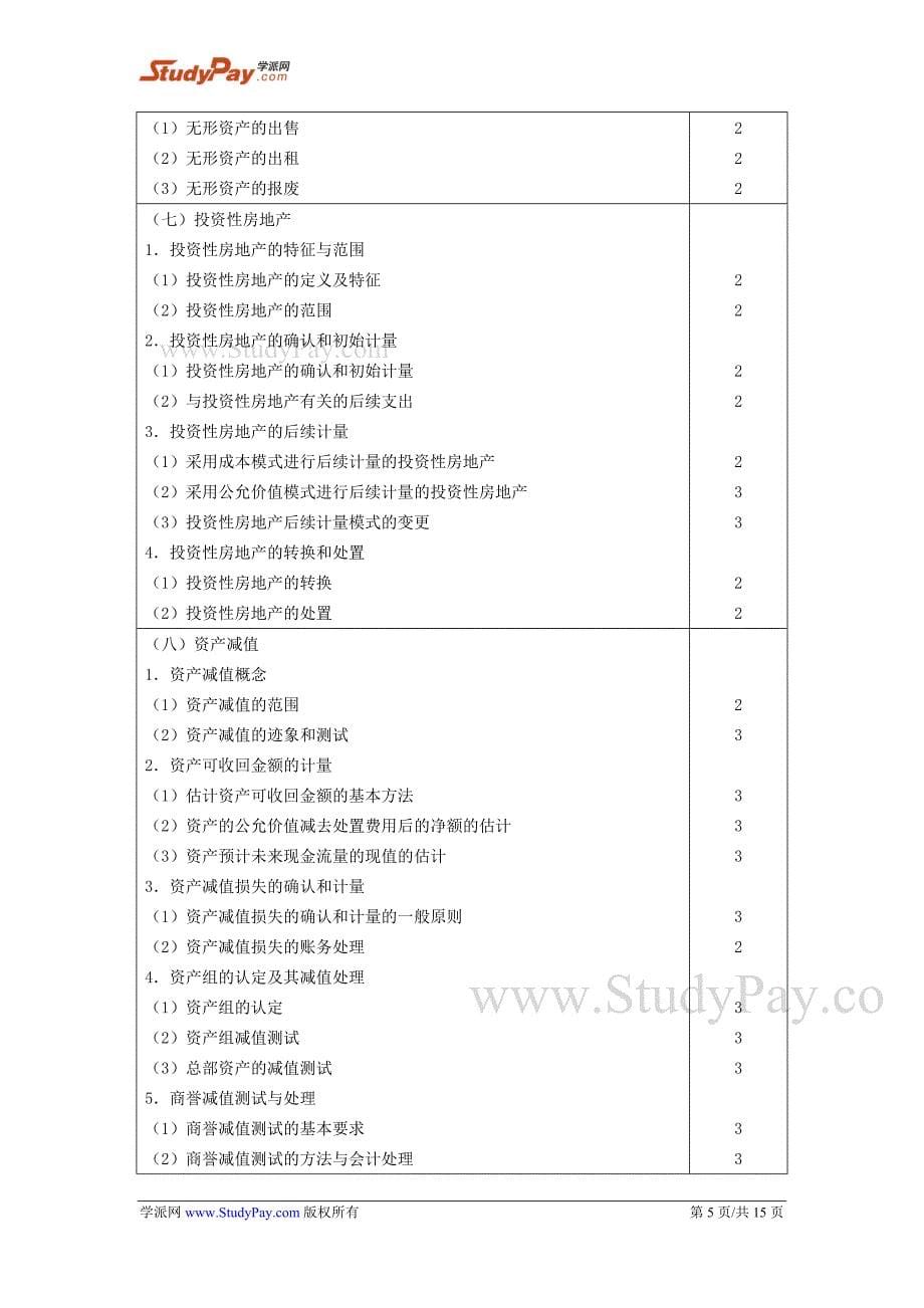 2014年注册会计师-会计-考试大纲-word_第5页