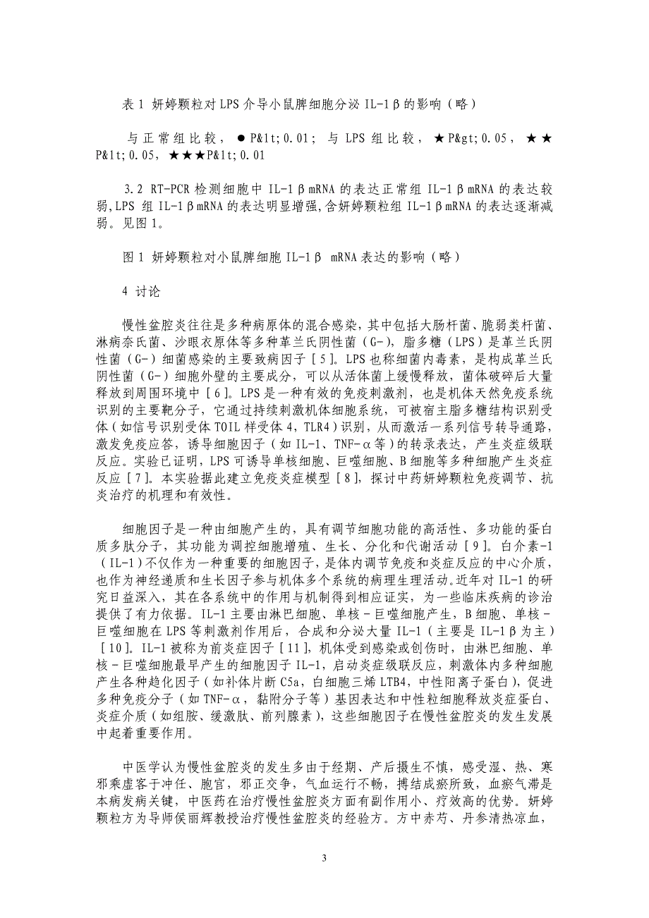 妍婷颗粒对LPS诱导小鼠脾细胞产生IL-1β的影响_第3页