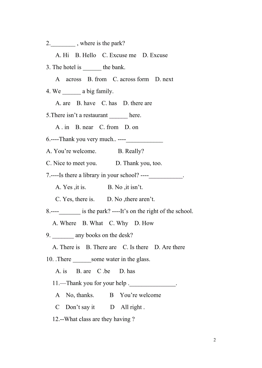 2014年春学期七年级英语下册Unit 8单元周测测试题_第2页