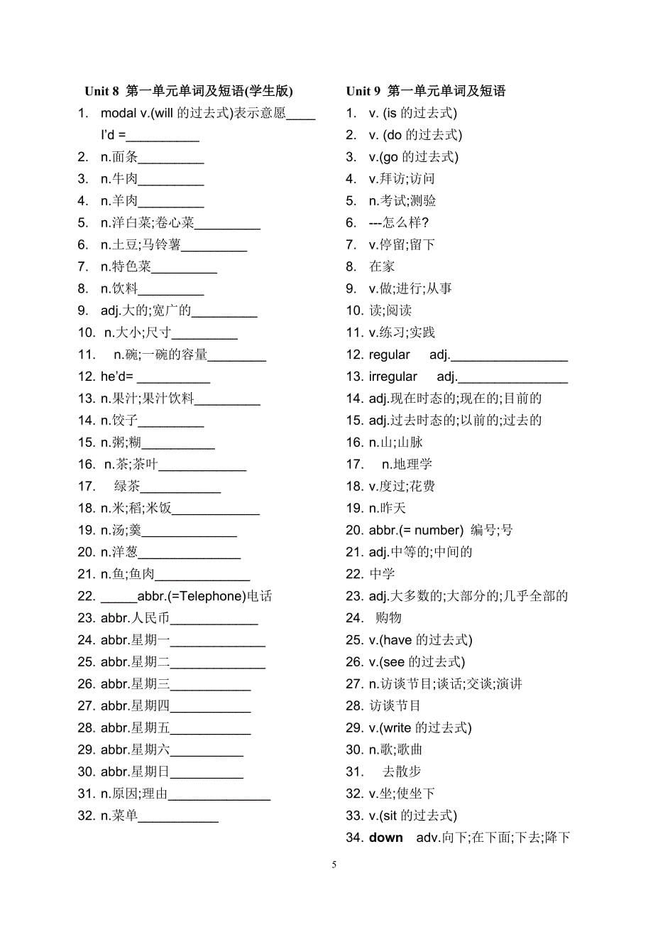 初一年级下册英语单词表_第5页