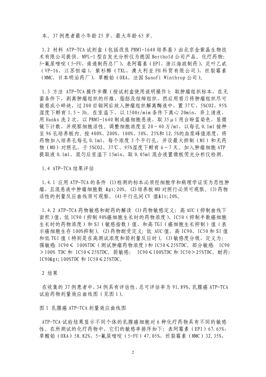 ATP-TCA法检测乳腺癌细胞对化疗药物敏感性的研究_第2页