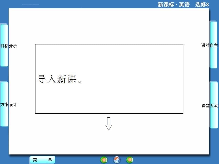 2014秋高中英语（新人教版选修8）教学课件（目标分析方案设计自主导学）_6_第5页