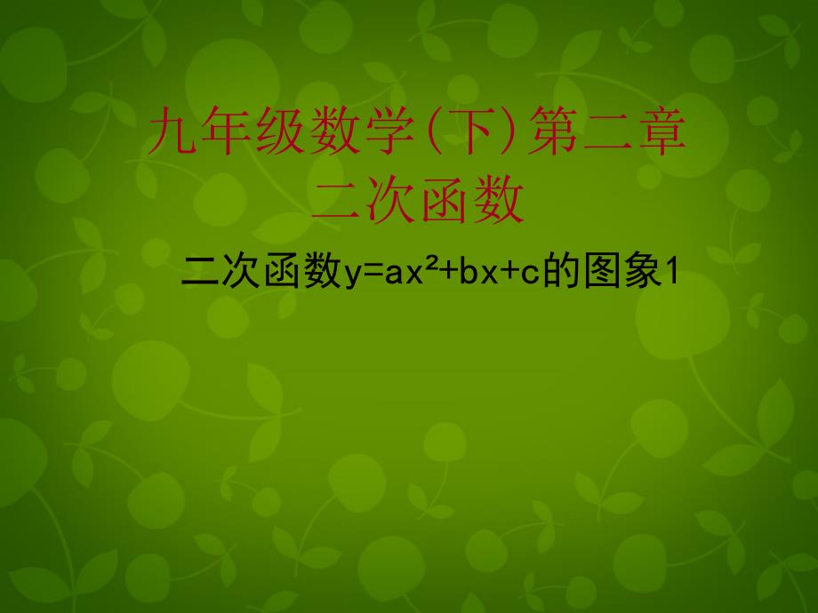 山东省滕州市大坞镇大坞中学九年级数学下册二次函数的图象课件北师大版_第1页