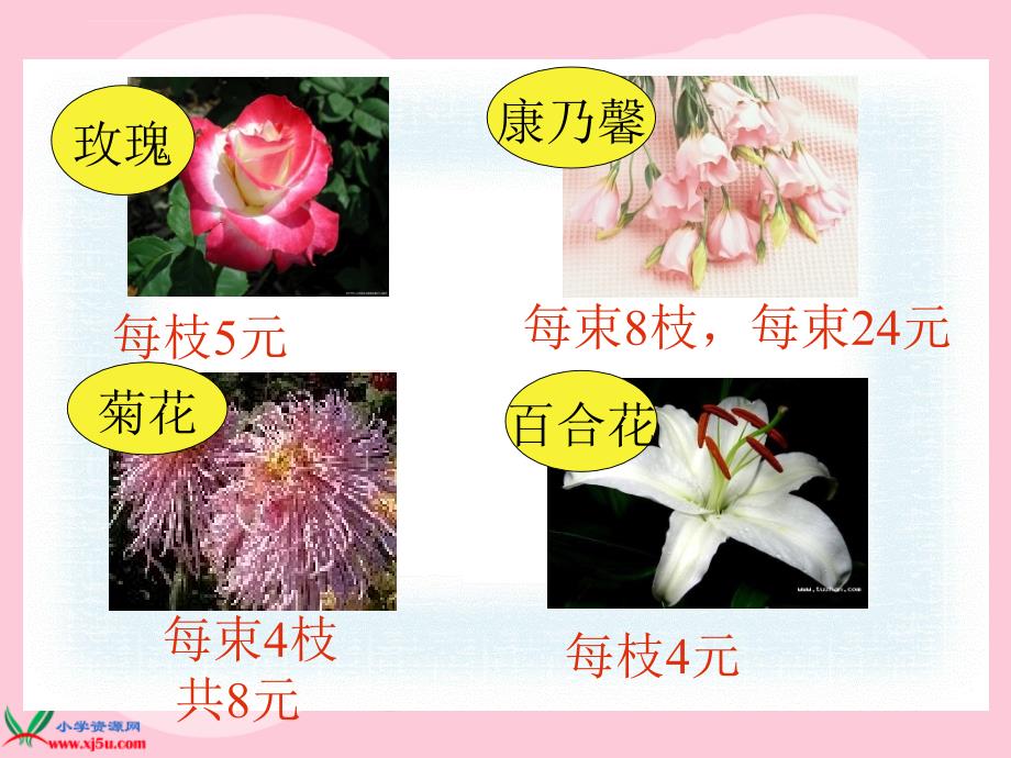 北师大版二年级数学下册课件买鲜花_第4页