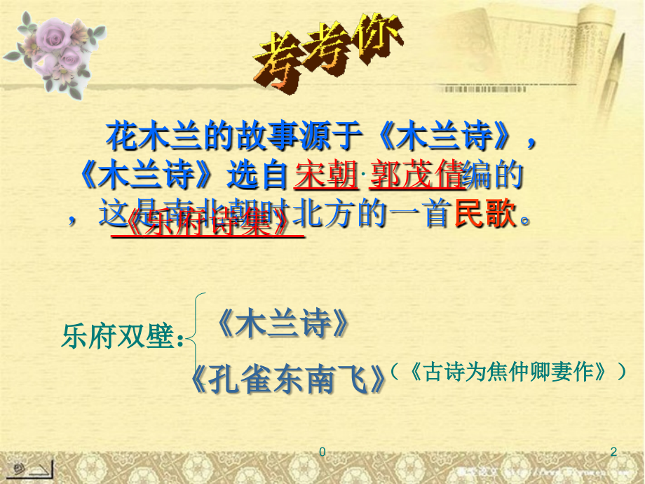 陕西省汉中市陕飞二中七年级语文下册木兰诗课件新人教版_第2页