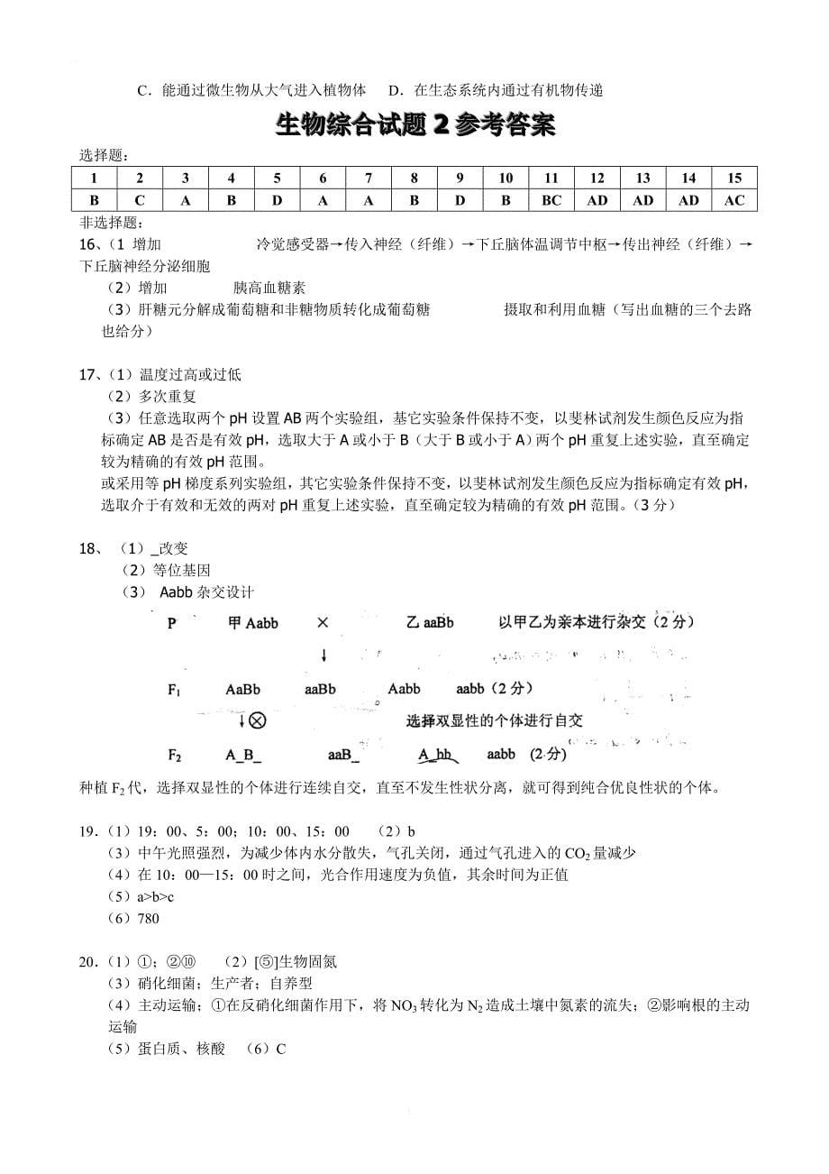 高三生物综合试题_第5页