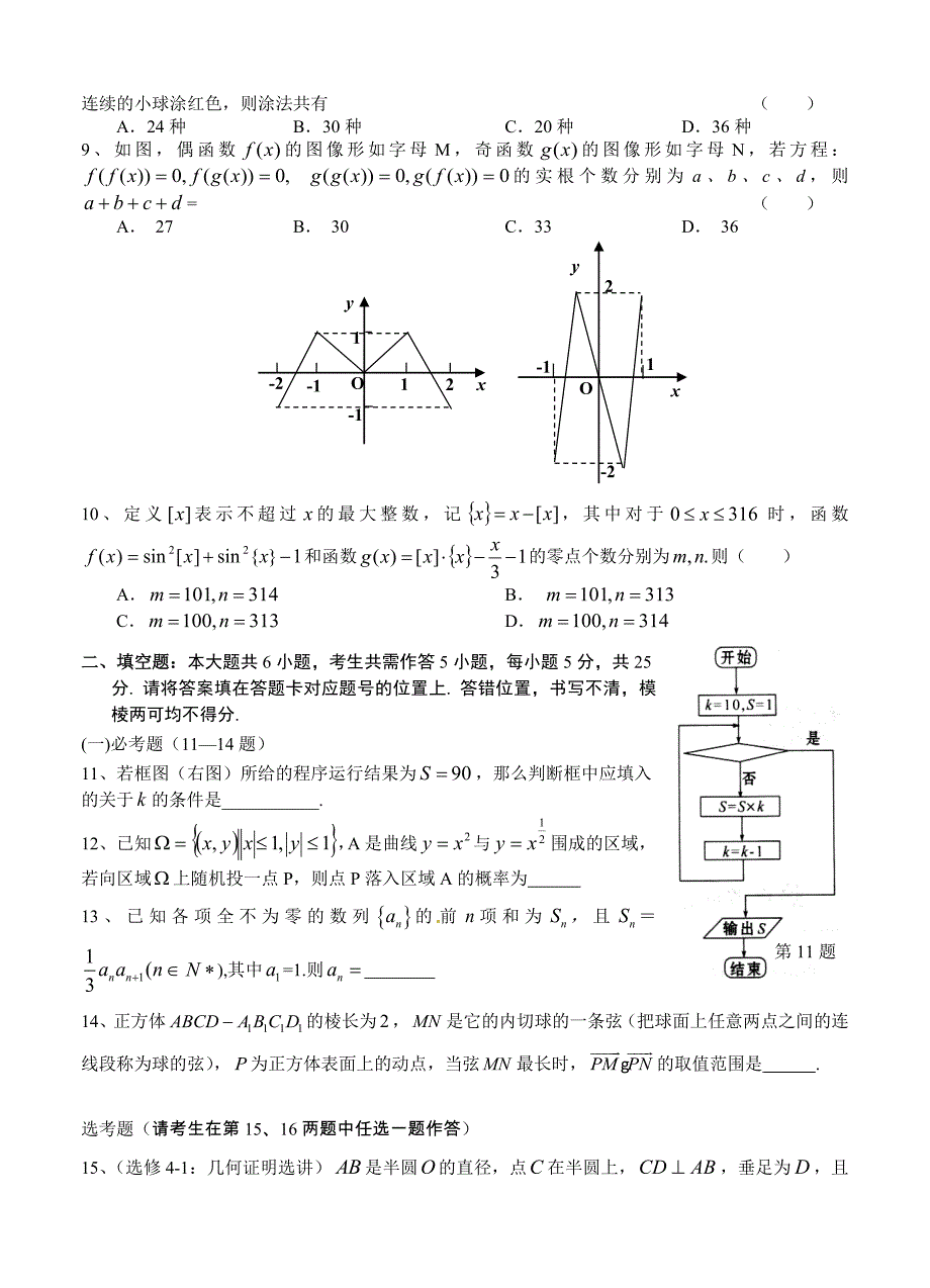 (高中数学试卷）-1556-湖北省部分重点高中高三十一月联考数学（理）试题_第2页