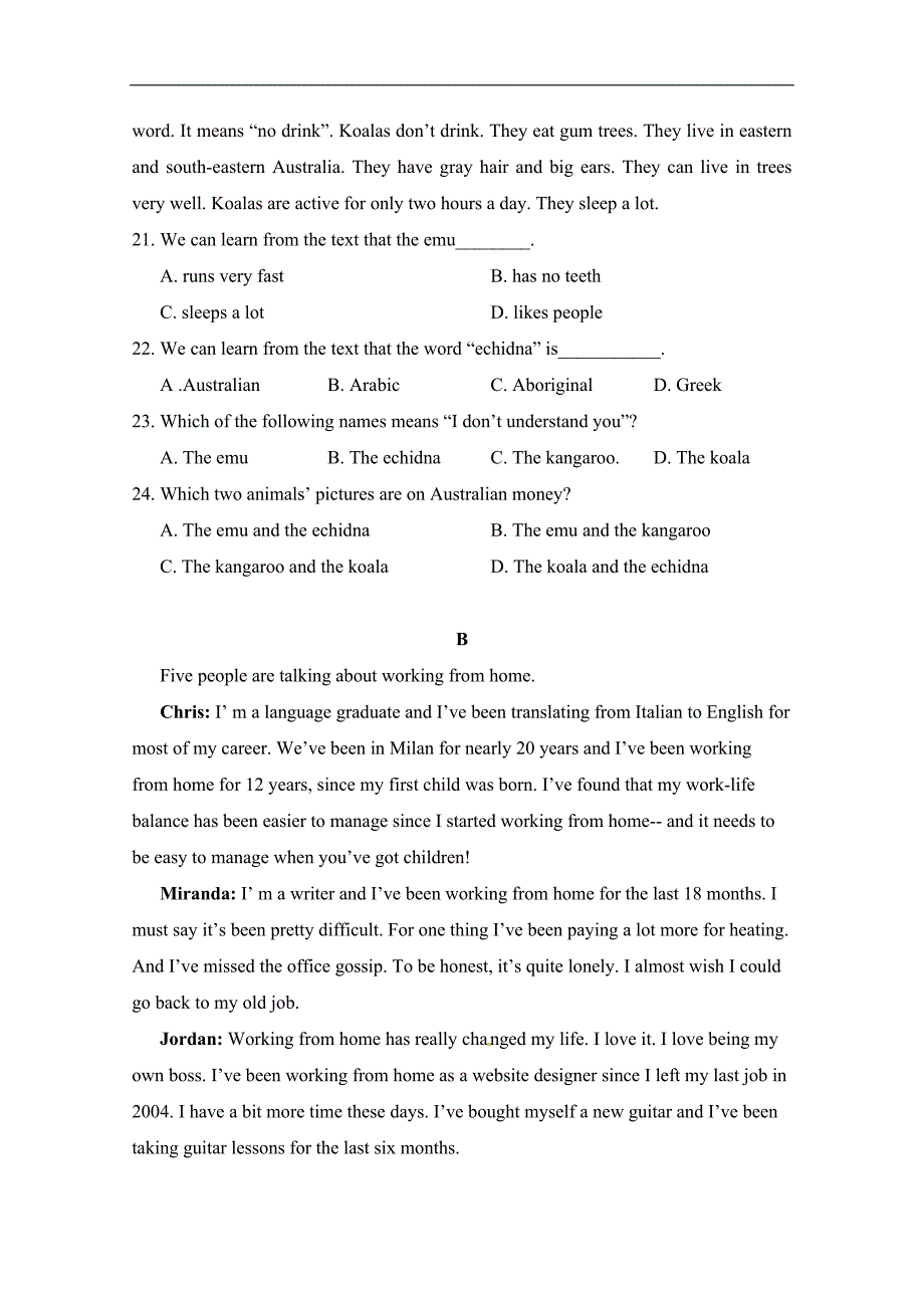 广西壮族自治区田阳高中2017-2018学年高一4月月考（期中）英语试题 word版含答案_第4页