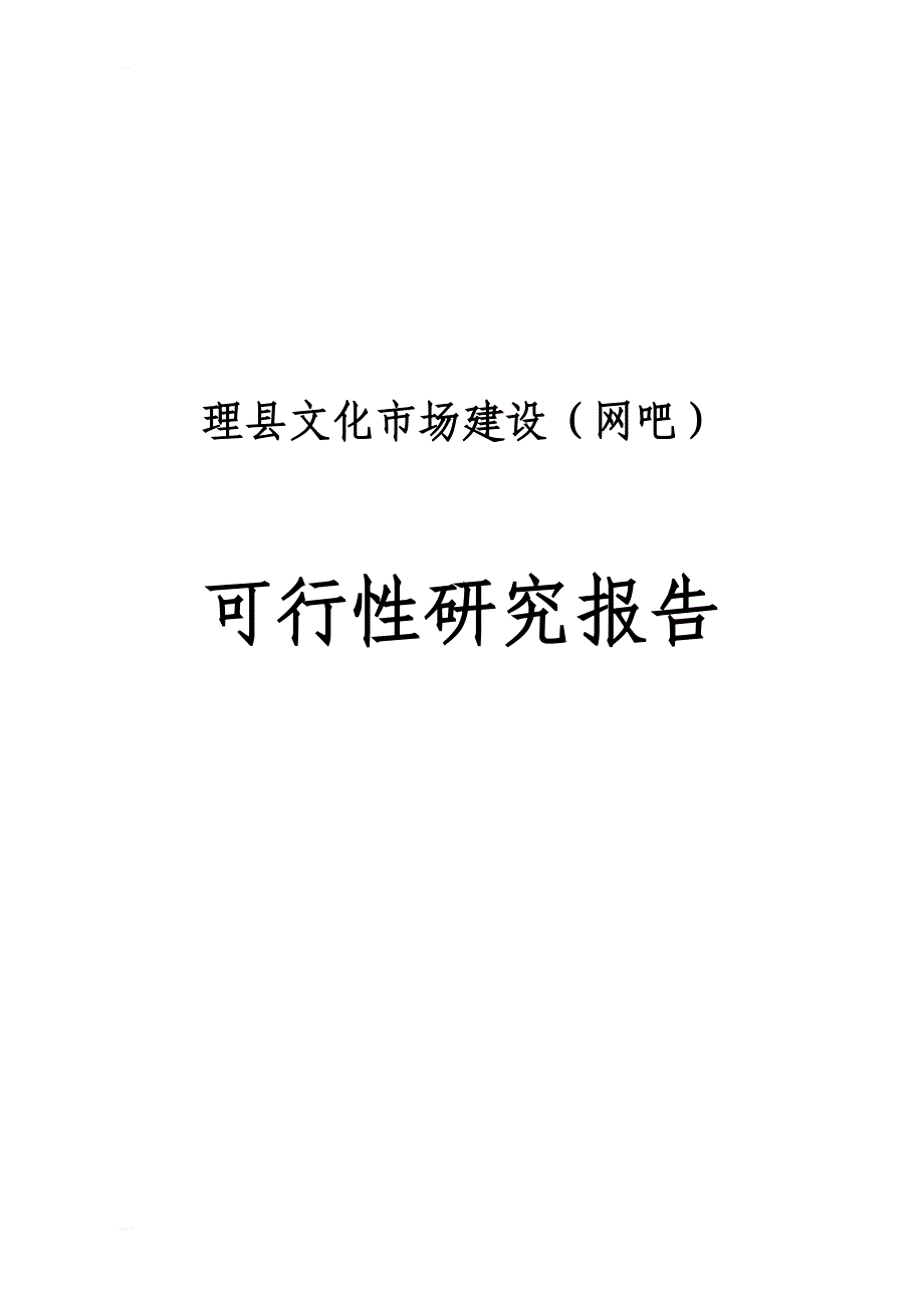 理县文化市场建设（网吧）可行性研究报告_第1页