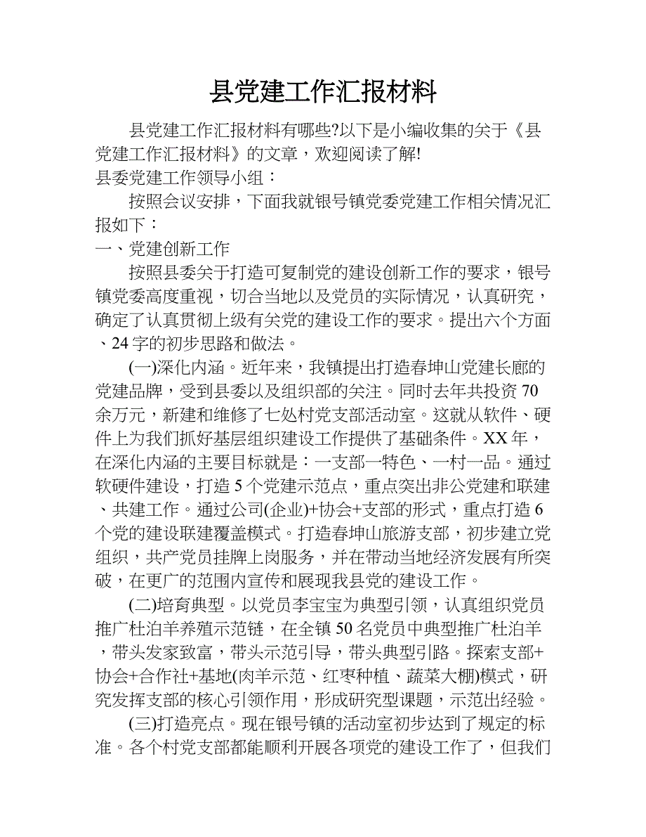 县党建工作汇报材料.doc_第1页