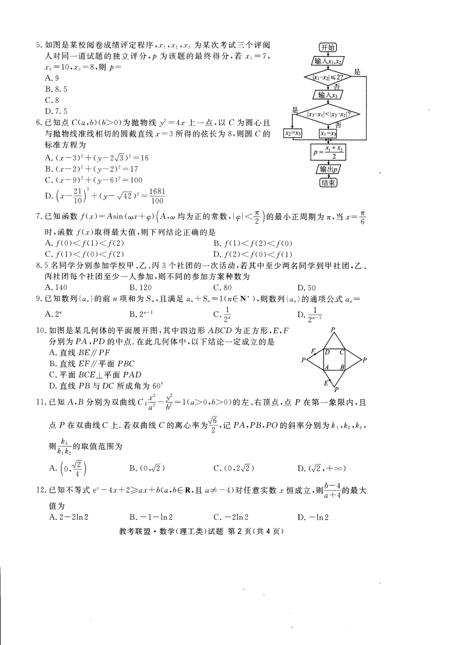 [首发]四川省广安、眉山、内江、遂宁2018届高三第三次诊断性考试数学（理）试题_第2页