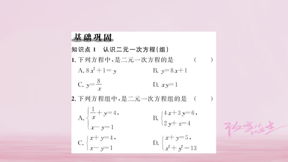 七年级数学下册第8章二元一次方程组8.1二元一次方程组课件新新人教_第3页