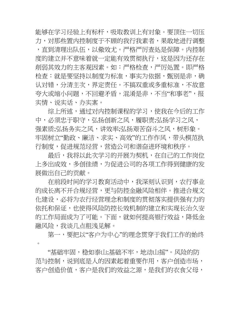 关于银行内控达标年学习心得体会xx.doc_第5页