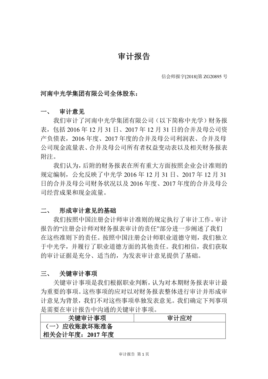 利达光电：河南中光学集团有限公司审计报告及财务报表（2016—2017年度）_第3页