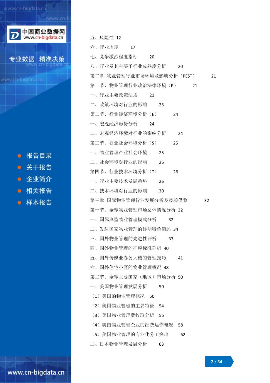 (目录)2018-2023年中国物业管理行业市场前景预测分析及投资战略研究报告_第2页