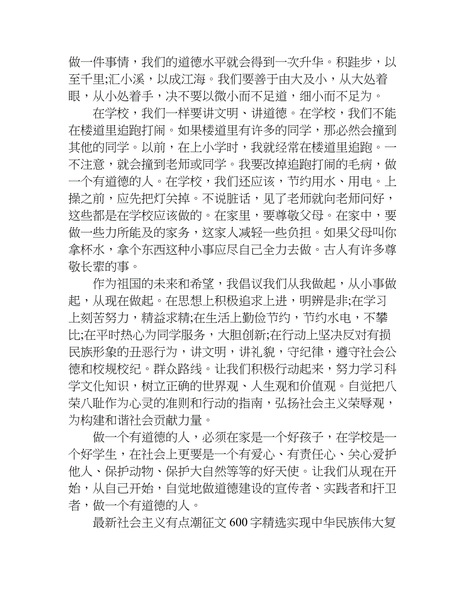 最新社会主义有点潮征文1000字精选.doc_第3页