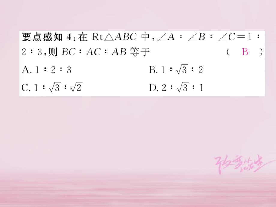 2018年秋九年级数学上册第24章解直角三角形24.2直角三角形的性质习题课件新版华东师大_第4页