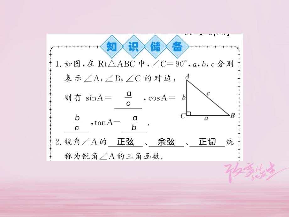 河南专用2018年秋九年级数学上册第24章解直角三角形24.3锐角三角函数24.3.1第1课时习题课件新版华东师大_第2页