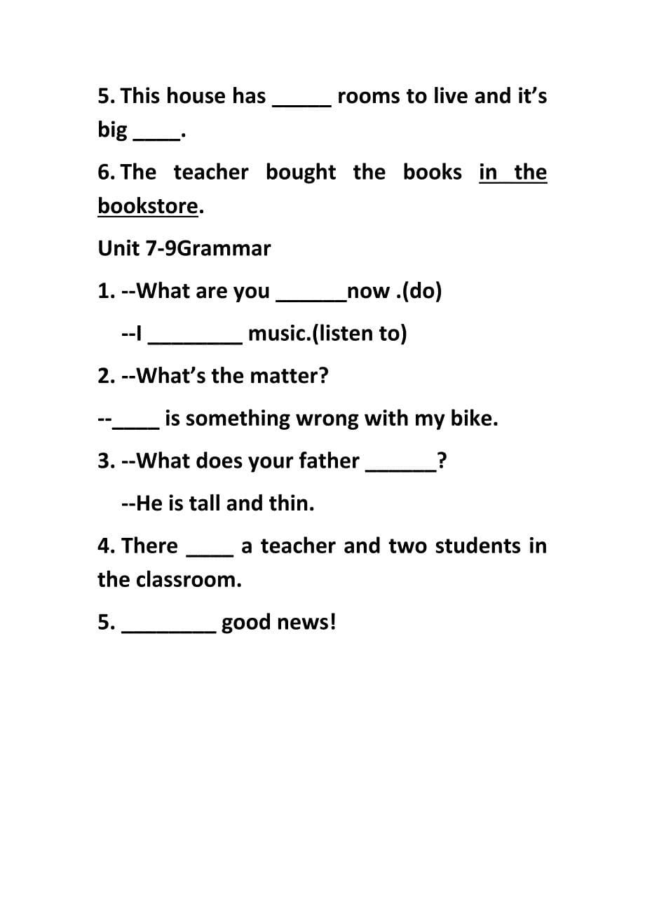 中考一轮英语复习7年级语法作业_第5页